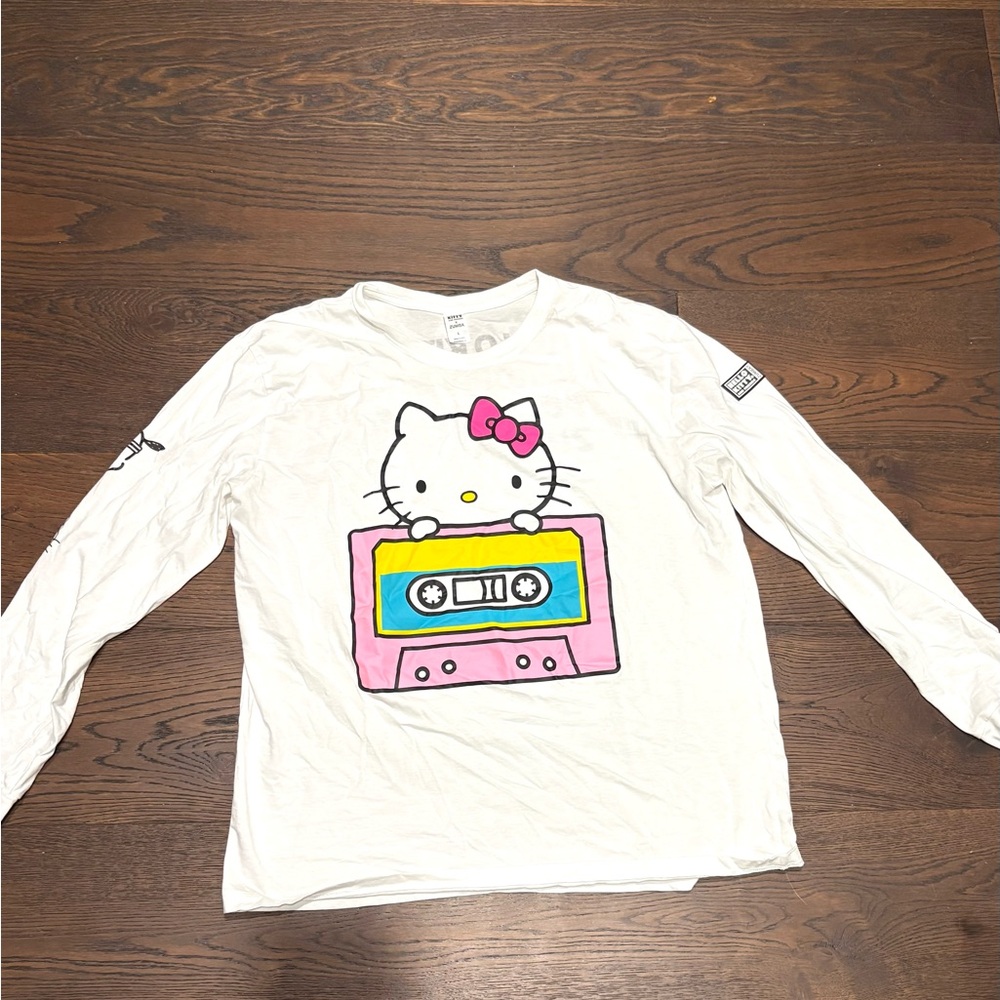 Zumba Fitness White Long Sleeve Shirt with Hello Kitty L